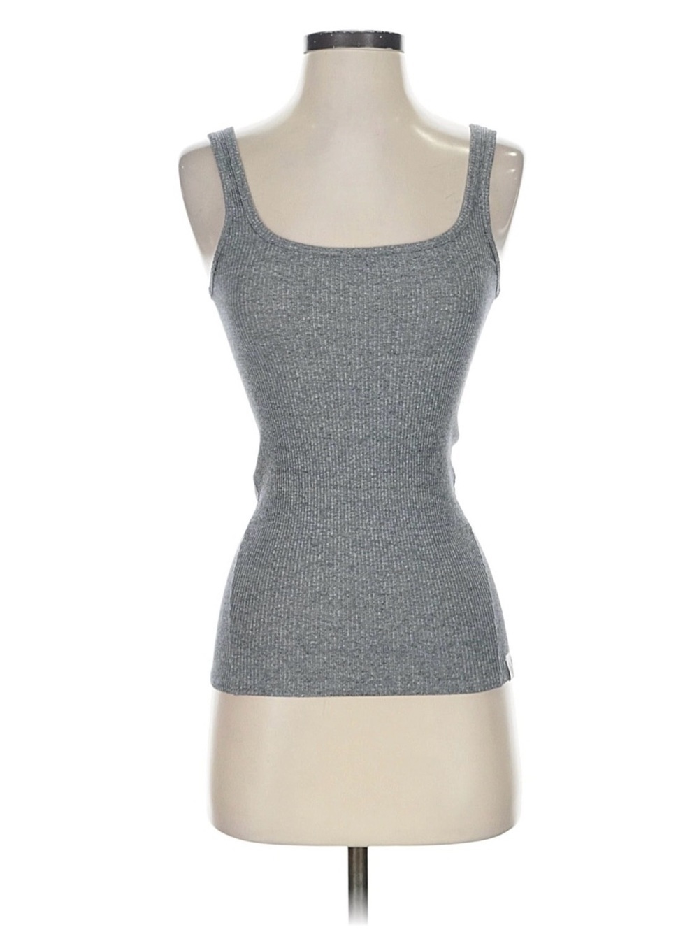 rag & bone Ribbed Scoop Tank Top in Gray